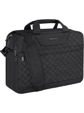 Men's Black 7.3 Inch Quilted Bag Expandable Messenger Bag Water Repellent
